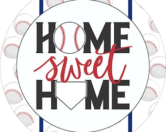 Baseball Wreath Sign, Home Sweet Home Sign, Metal Wreath Sign, Personalize it by Pam, Door Decor, Deco Mesh Wreath Sign, Summer Wreath Sign