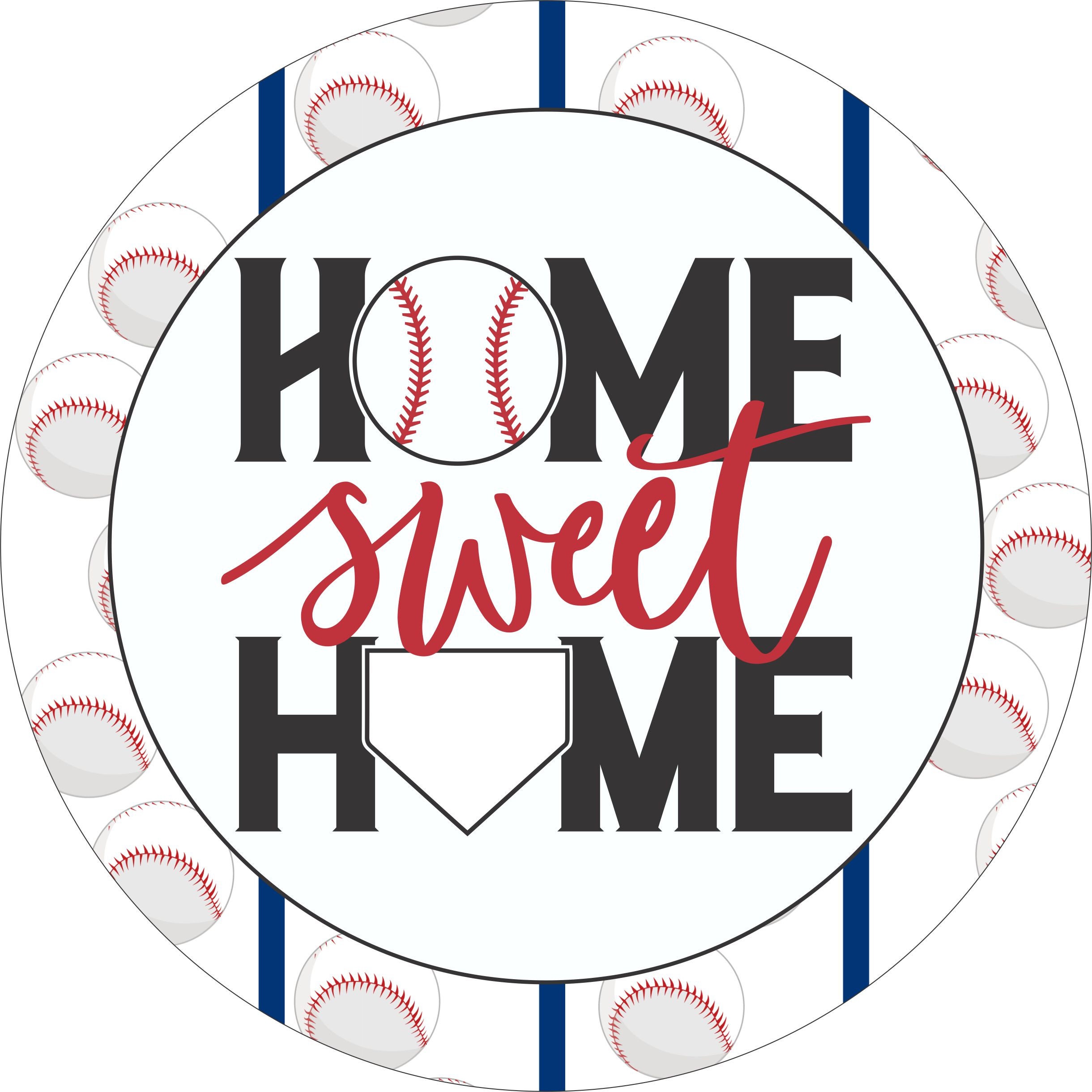Home Sweet Home Baseball Sign Sign by Hard Working Mom Metal Wreath Sign