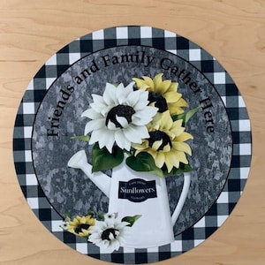 Letrero de corona de granja redondo de 10", letrero de corona galvanizado, letreros para coronas, personalícelo por Pam