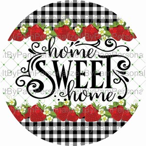 11.75&quot; Round  Strawberry Sign, Wreath Signs, Home Signs, Personalize it by Pam, Door Decor, Signs for Wreaths, Summer Wreath Strawberry Sign