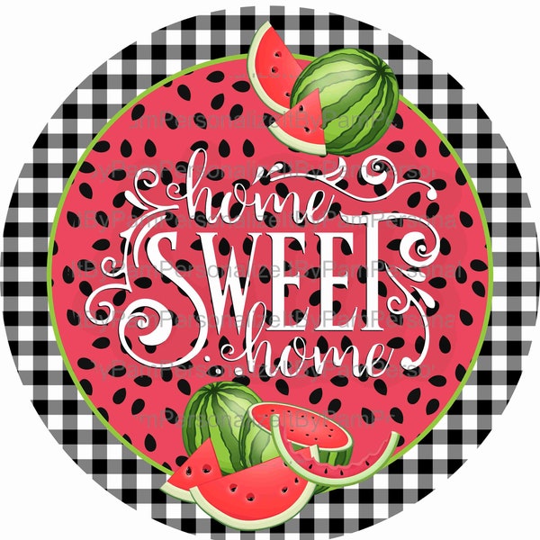 8" Summer Wreath Sign, Home Sweet Home Wreath Sign, Watermelon Wreath Sign, Personalize it by Pam, Wreath Signs, Door Decor