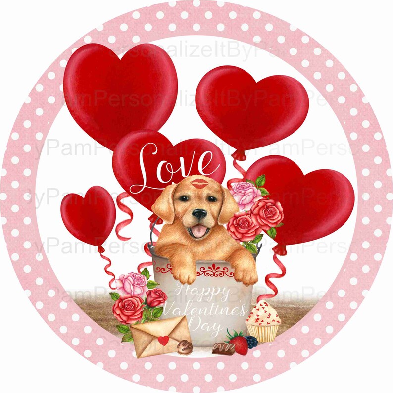 8 Round Valentine Puppy Wreath Sign Valentine Wreath | Etsy