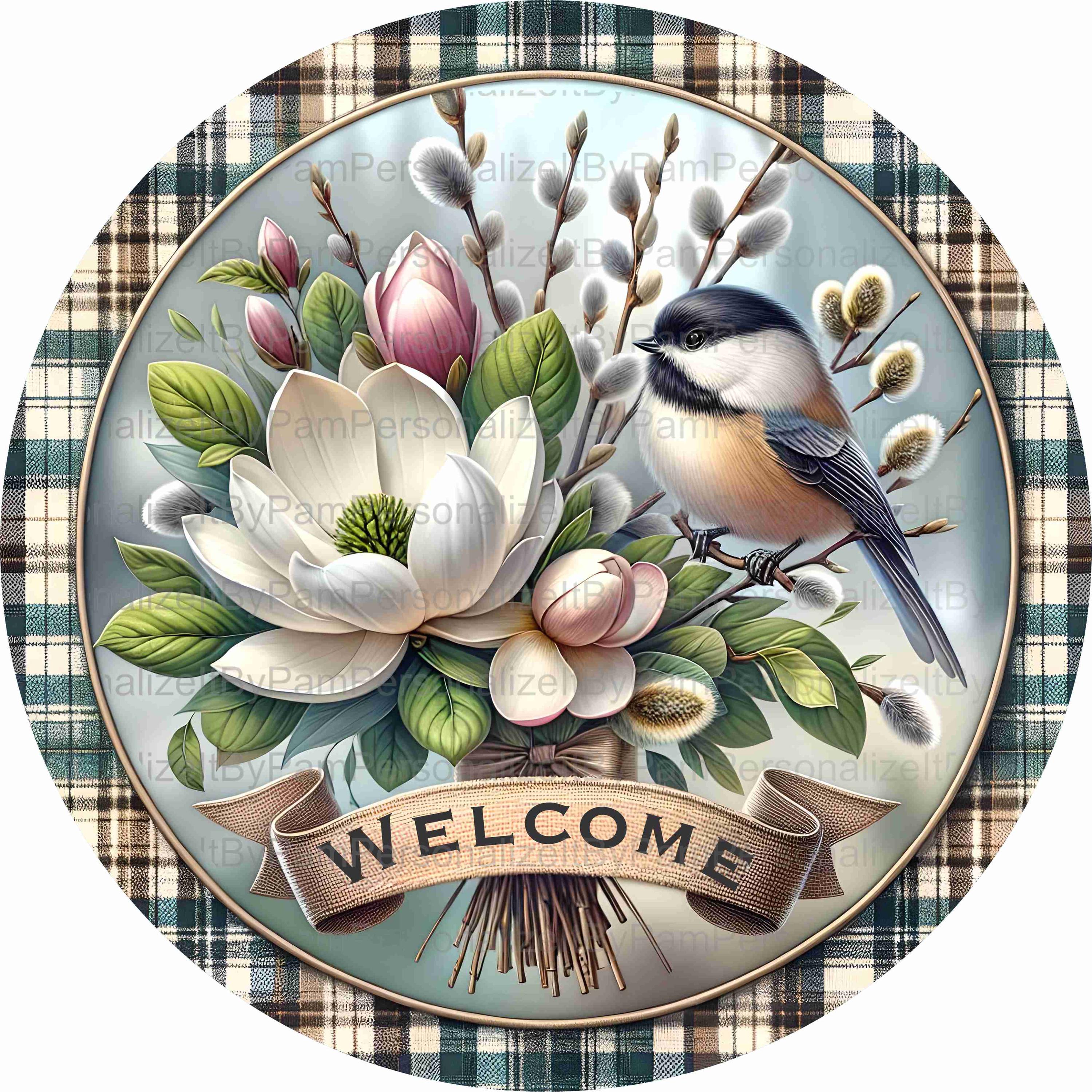 Round Magnolia Wreath Sign, Magnolia Welcome Sign, Wreath Signs ...