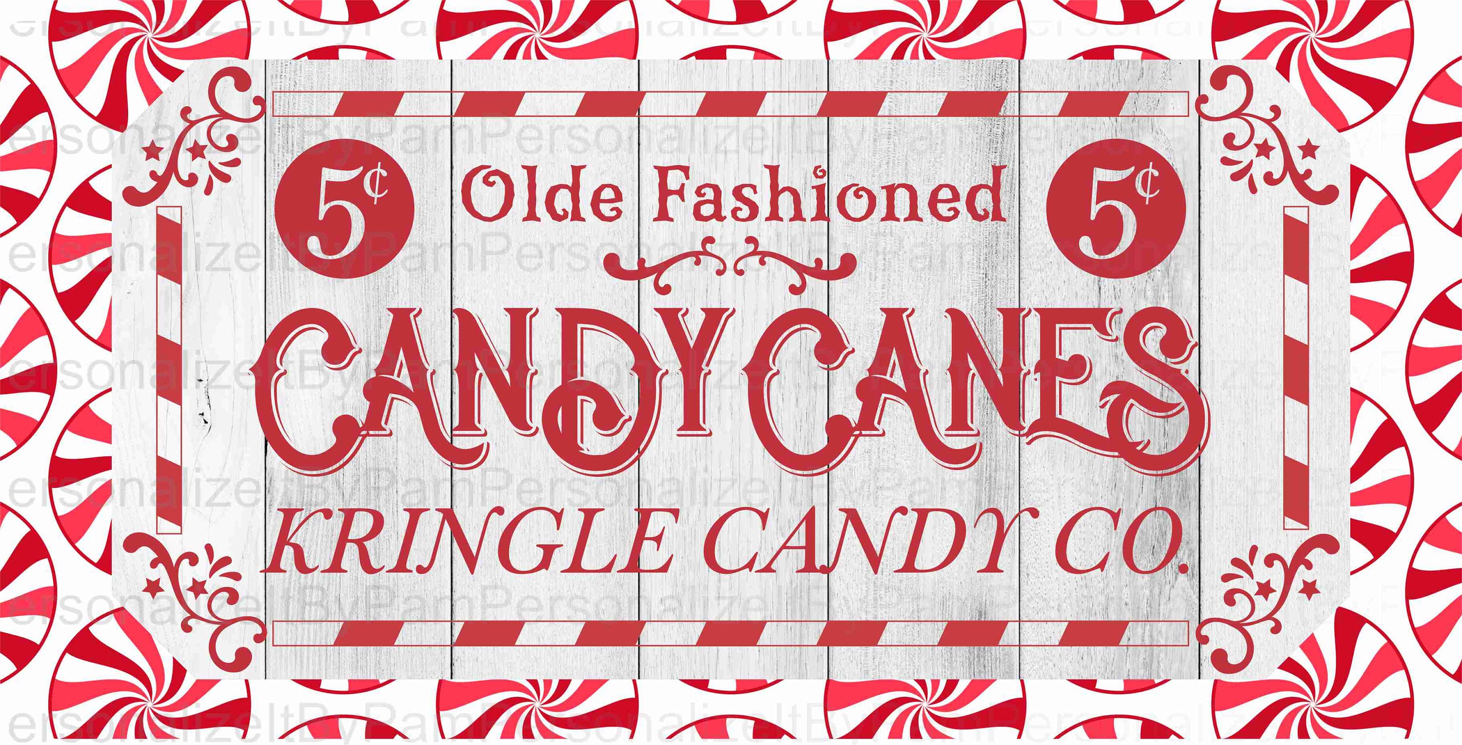 Christmas Wreath Sign Personalize it by Pam Wreath Signs 11.75 Round Christmas Candy Cane Lane Sign