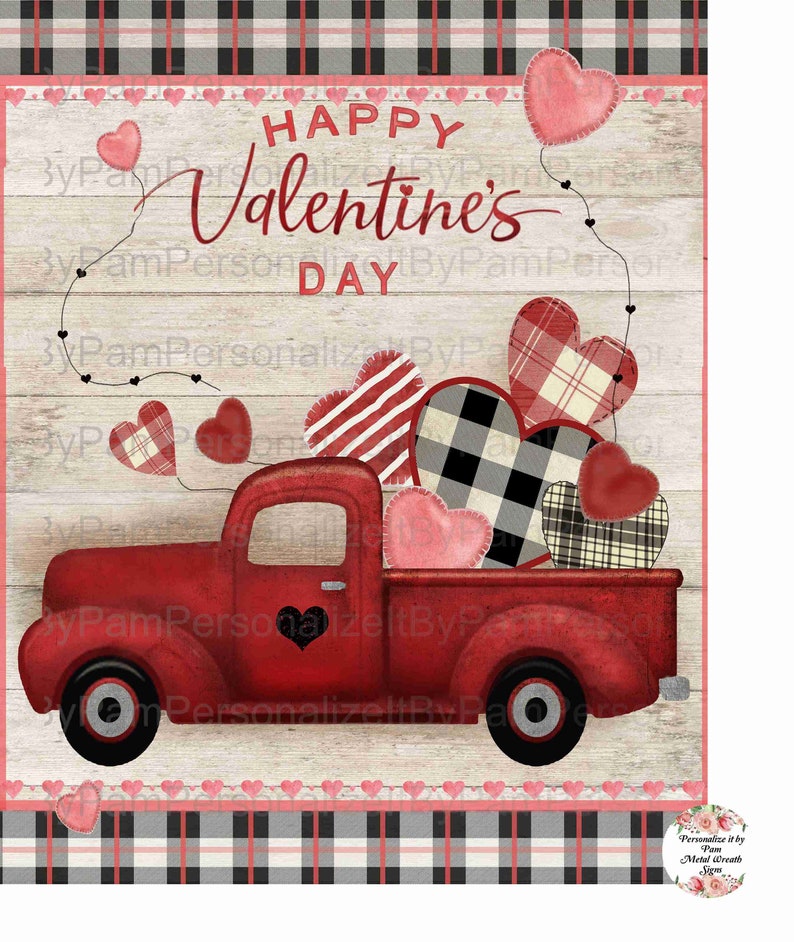 Valentine Wreath Sign Red Truck Sign Personalize It by Pam | Etsy