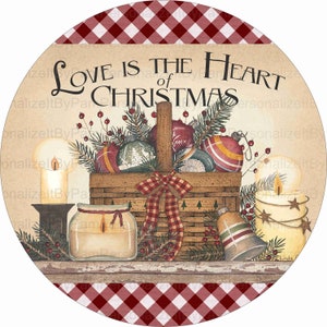 Gingham Christmas  Wreath Sign,  Farmhouse Christmas Wreath Sign,  Personalize it by Pam, Signs for wreaths, Door Decor