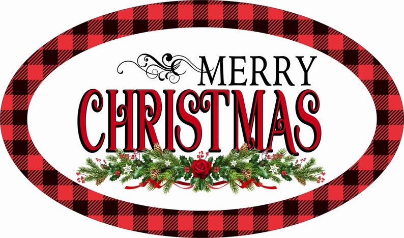 Personalize it by Pam Signs for Wreaths 12 x 7 Oval Merry Christmas Wreath Sign