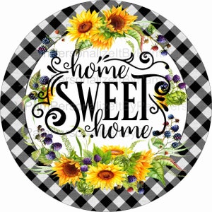 10 "Signo redondo de corona de verano, Signo de corona de girasol, Personalícese por Pam, Signos para coronas, Decoración de puertas