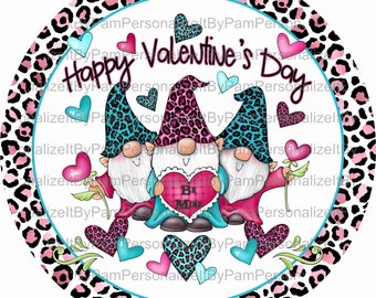 10" Round Valentine Gnome Wreath Sign, Gnome Wreath Sign, Personalize it by Pam, Signs for Wreaths