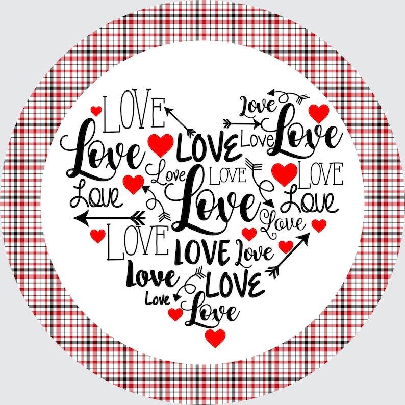 8 Round Love Valentine/'s Day Wreath Sign