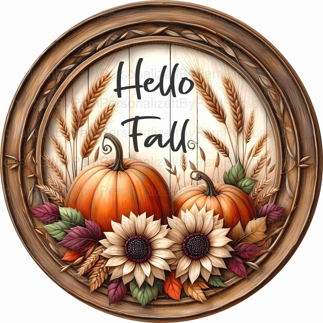 Round Fall Wreath Sign, Fall Wreath Signs, Personalize It by Pam, Signs ...