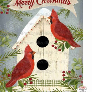 Christmas Wreath Sign ,Christmas Cardinal Sign, Wreath Signs, Personalize it by Pam, Signs for Wreaths, Door Decor