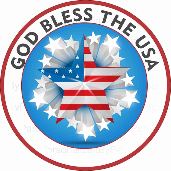 Door Decor 8 Round God Bless America Wreath Sign Wreath Signs Patriotic Wreath Sign Personalize it by Pam