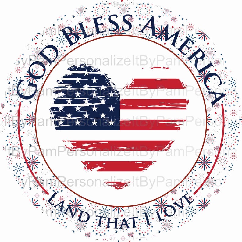 Door Decor 8 Round God Bless America Wreath Sign Wreath Signs Patriotic Wreath Sign Personalize it by Pam