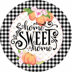 10" Round  Peaches Sign, Wreath Signs, Home Signs, Personalize it by Pam, Door Decor, Signs for Wreaths, Summer Wreath Peaches Sign