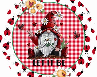 8" Round Lady Bug Wreath Sign, Gnome Wreath Signs, Personalize it by Pam, Signs for Wreaths, Home Sweet Home Sign