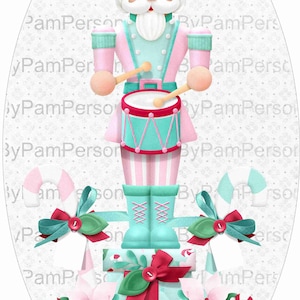 7" x 12" Oval Pink/teal Nutcracker Wreath Sign, Nutcracker Wreath, Nutcracker Sign, Personalize it by Pam, Wreath Signs,  2309231