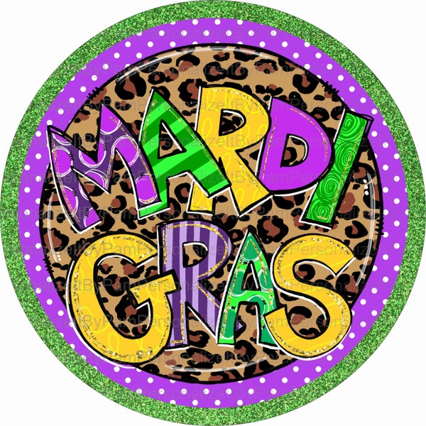 Round  Mardi Gras Wreath Sign, Wreath Signs, Personalize it by Pam, Wreath Attachment