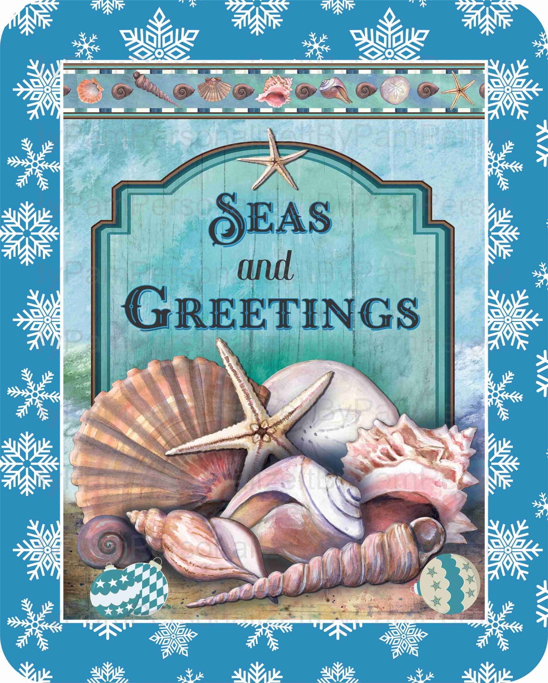 Seas and Greetings Christmas Sign, Christmas Beach Sign, Christmas