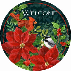 10&quot; Welcome Winter Wreath Sign, Cardinal Wreath Sign,  Personalize it by Pam, Signs for wreaths, Door Decor