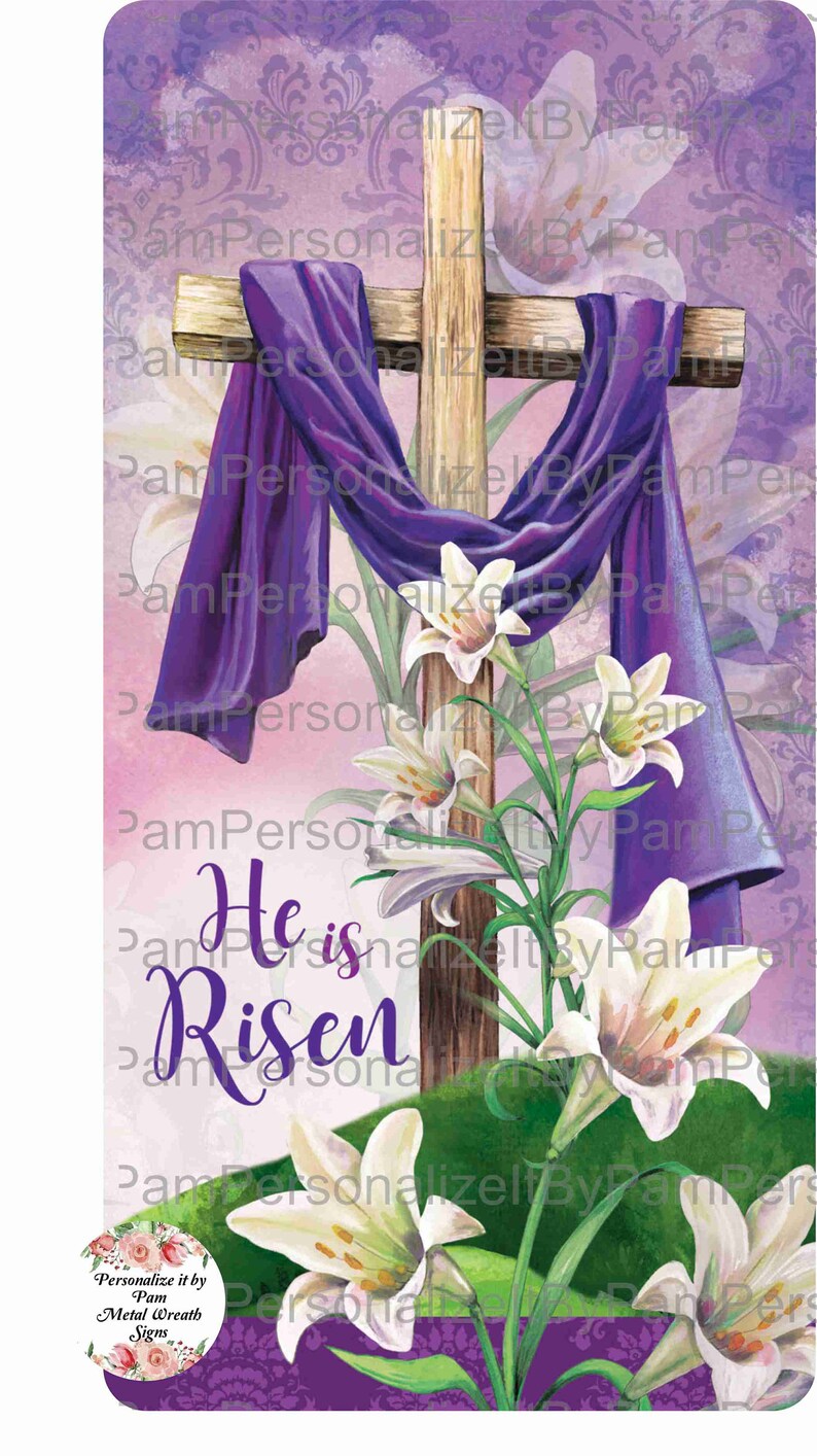 6 X 12easter Wreath Sign He is Risen Wreath Sign Etsy