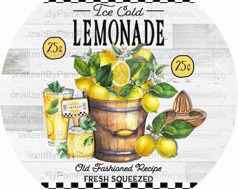 Round Summer Lemonade Wreath Sign, Lemon Wreath Sign, Personalize it by Pam, Wreath Signs, Door Decor