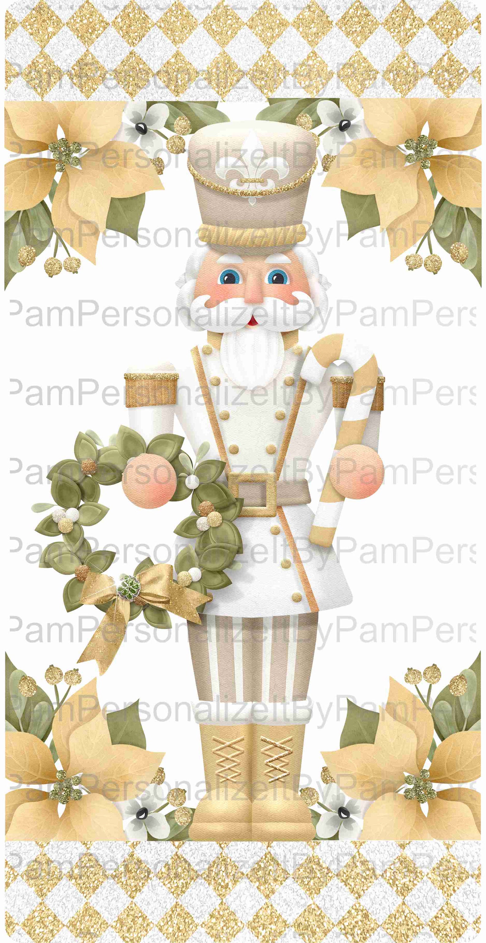 6 X 12 Gold Nutcracker Wreath Sign Nutcracker Etsy