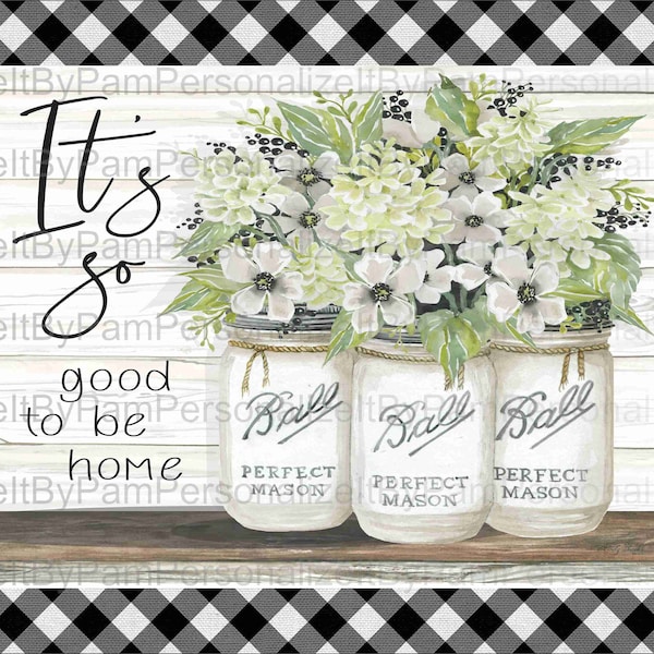 Summer Wreath Sign, Mason Jar Wreath Sign, Life in the Country Sign, Farmhouse Wreath Sign, Floral Wreath Sign,  Personalize it by Pam,