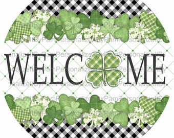 8" Round St. Patrick's Day Wreath Sign, Welcome Wreath Sign, Personalize it by Pam, Signs for Wreaths
