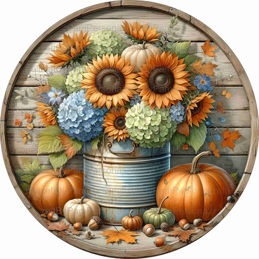 Round Fall Wreath Sign, Fall Wreath Sign, Fall Florals,personalize It ...