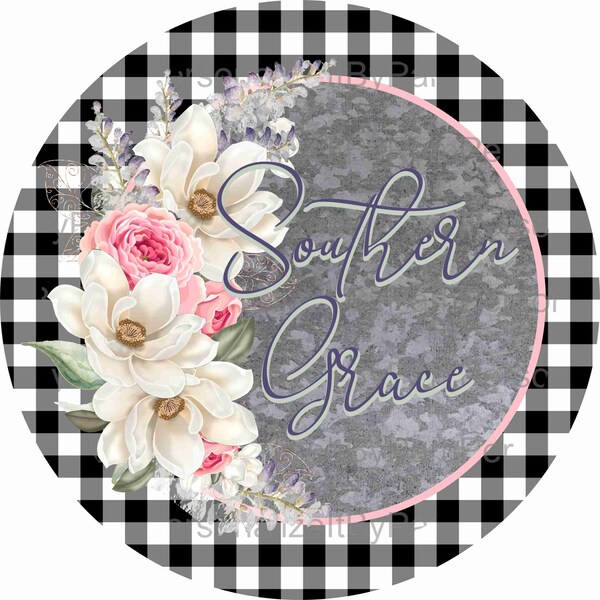 8" Round Southern Grace Wreath Sign, Farmhouse Wreath Sign, Personalize it by Pam, Wreath Signs