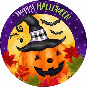 11.75" Round Halloween Wreath Sign, Halloween Sign, Personalize it by Pam, Signs for Wreaths, Door Decor