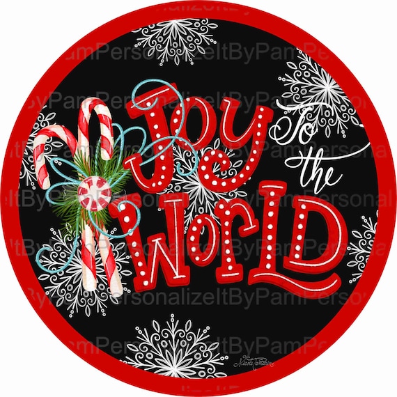Christmas Wreath Sign Personalize it by Pam Wreath Signs 11.75 Round Christmas Candy Cane Lane Sign
