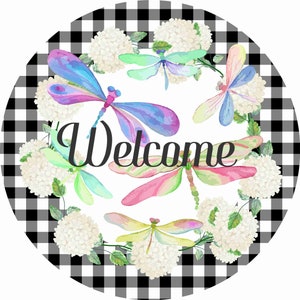 11.75" Round Dragonfly Wreath Sign, Welcome Wreath Sign, Personalize it by Pam, Door Decor, Signs for Wreaths