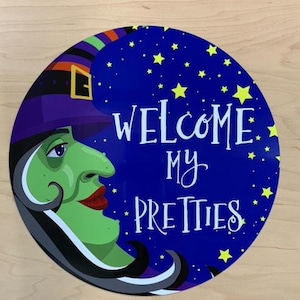 Round Halloween Wreath Sign, Halloween Sign, Halloween Witch Moon Wreath Sign, Witch Sign, Personalize it by Pam, Signs for Wreaths