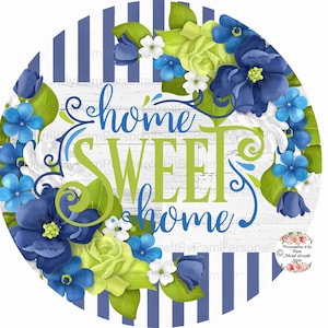 Round Floral Wreath Sign, Home Sweet Home Wreath Sign, Personalize it by Pam, Wreath Signs, Door Decor