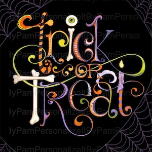 Halloween Wreath Sign, Trick or Treat Wreath Sign,  Personalize it by Pam, Signs for wreaths, Door Decor