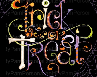 Halloween Wreath Sign, Trick or Treat Wreath Sign,  Personalize it by Pam, Signs for wreaths, Door Decor