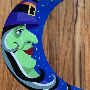 Crescent Moon Witch, Witch Moon Halloween Wreath Sign, Halloween Sign, Witch Moon Sign, Personalize it by Pam, Door Decor