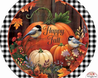 8&quot; Round  Fall Wreath Sign, Fall Wreath Signs, Personalize it by Pam, Signs for Wreaths, Door Decor