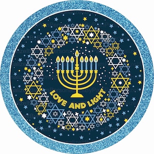 Round Hanukkah Wreath Sign, Wreath Signs, Personalize it by Pam, Signs for Wreaths, Door Decor