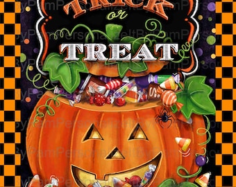 Halloween Wreath Sign, Trick or Treat Wreath Sign, Personalize it by Pam, Door Decor