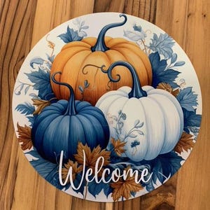 Round Fall  Wreath Sign, Fall Wreath Sign, Personalize it by Pam, Signs for Wreaths, Door Decor 2306296