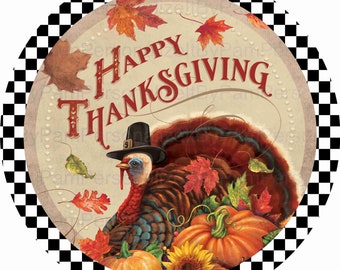 8" Round Thanksgiving  Wreath Sign, Fall Wreath Sign, Personalize it by Pam, Signs for Wreaths, Door Decor