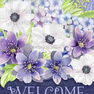 Welcome Wreath Sign, Spring Wreath  Sign, Floral Wreath Sign,  Personalize it by Pam, Signs for wreaths, Door Decor