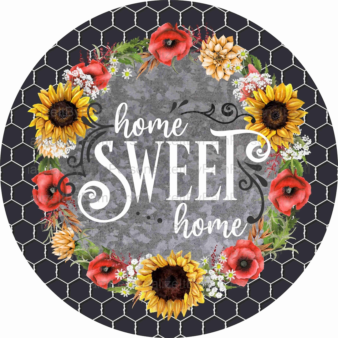 Round Home Sign, Home Sweet Home Wreath Sign, Farm Sweet Farm Wreath Sign, Personalize It by Pam