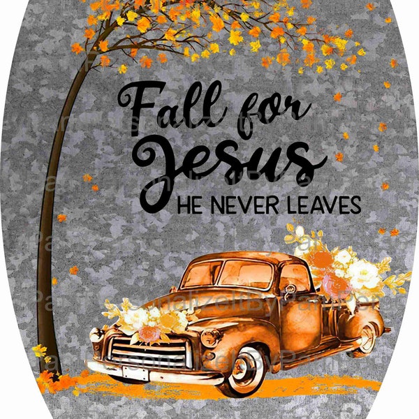 7" x 12" Oval Fall For Jesus Wreath Sign, Wreath Signs, Personalize it by Pam, Door Decor