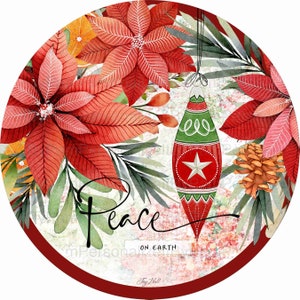 11.75&quot;  Round Farmhouse Peace On Earth Wreath Sign, Personalize it by Pam, Door Decor