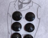Black Shiny Faceted glass Buttons x 9 Edwardian 3 4 inch buttons with metal shanks