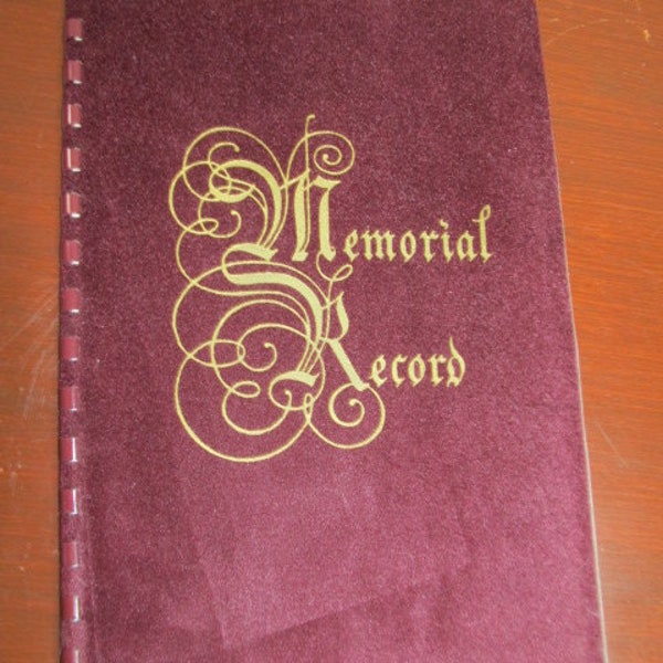 Movie prop; vintage blank Memorial Funeral Record; guest book for family keepsake and record; condolence book; photo prop for play; 1955